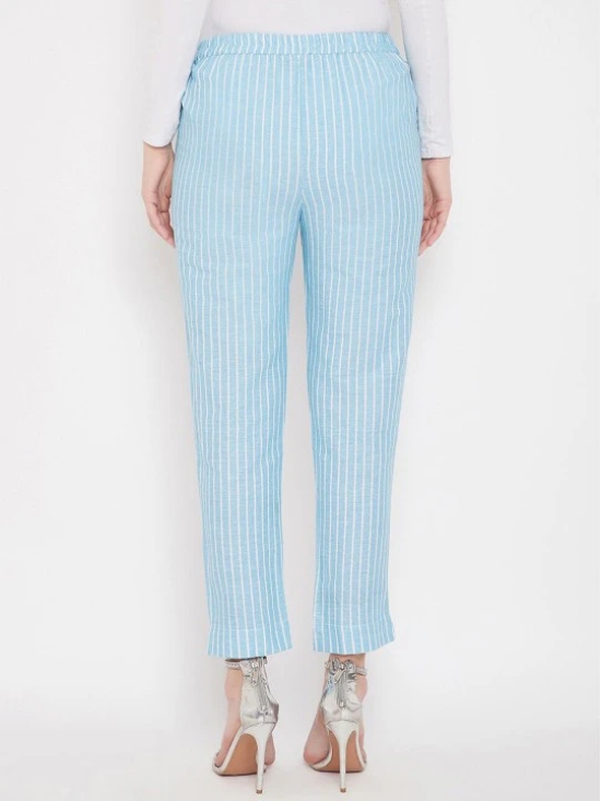 Women Blue Striped Smart Trousers