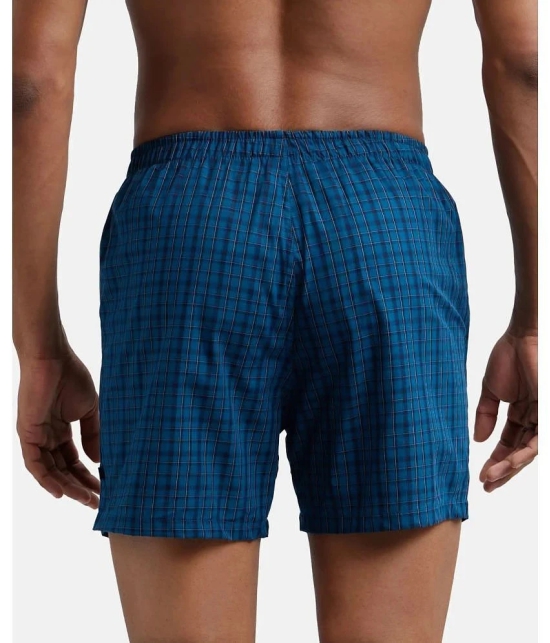 Jockey 8222 Men Super Combed Cotton Woven Checkered Inner Boxers - Seaport Teal & Black (Pack of 2) - None