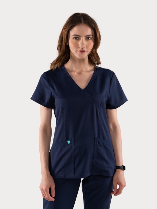 Free Motion Woven Scrub Top - Womens-S / Navy