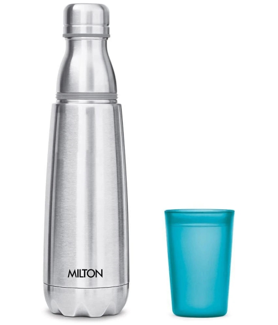 Milton Vertex 1000 Thermosteel Hot or Cold Water Bottle with Unbreakable Tumbler, 1000 ml, Blue - Blue