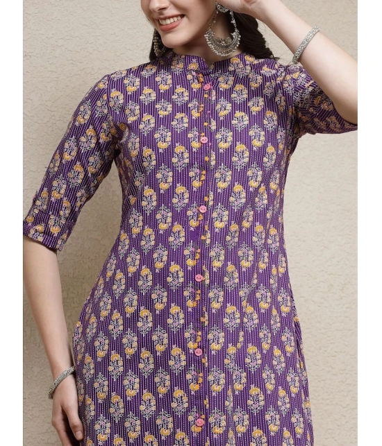 Stylum Rayon Printed Front Slit Womens Kurti - Purple ( Pack of 1 ) - None