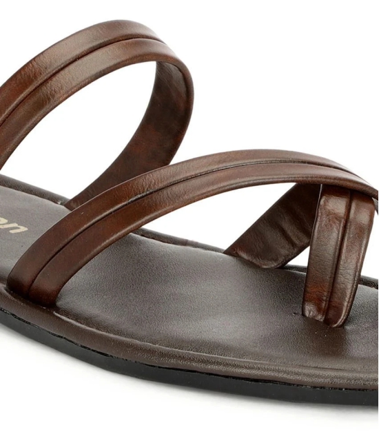 Buxton Brown Mens Thong Flip Flop - None