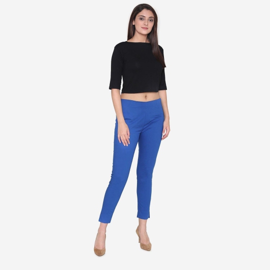 Women's Cotton Formal Trousers - True Blue True Blue 2XL