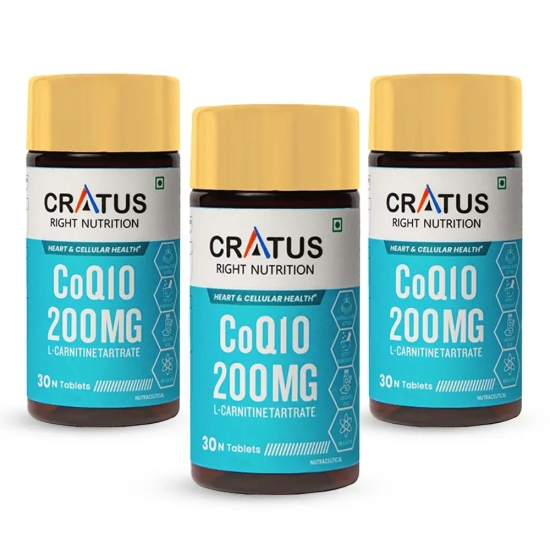 Cratus Right Nutrition COQ10 Tablets for Heart Health and Cellular Energy Support Formulated with L-Carnitine L Tartrate, Zinc and Lycopene | Boosts Vitality and Reduces Fatigue | 180 Tablets