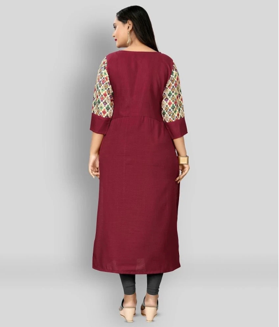 Rangrasiya - Maroon Cotton Blend Womens Straight Kurti ( Pack of 1 ) - M