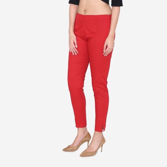 Women's Cotton Formal Trousers - True Red True Red 4XL