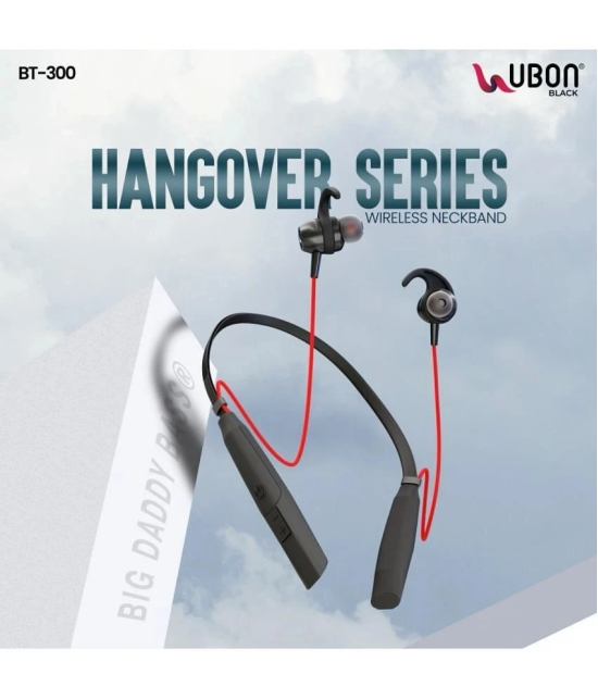 UBON BT 300 Bluetooth Bluetooth Neckband In Ear 40 Hours Playback Active Noise cancellation IPX4(Splash & Sweat Proof) Red