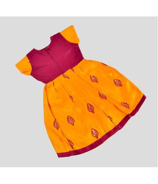 MangoPies - Yellow Cotton Blend Girls A-line Dress ( Pack of 1 ) - None