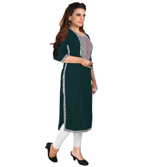 Kapadia - Green Rayon Womens Straight Kurti ( Pack of 1 ) - None