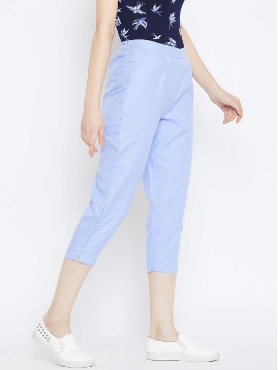 Women Blue Relaxed Cropped Trousers