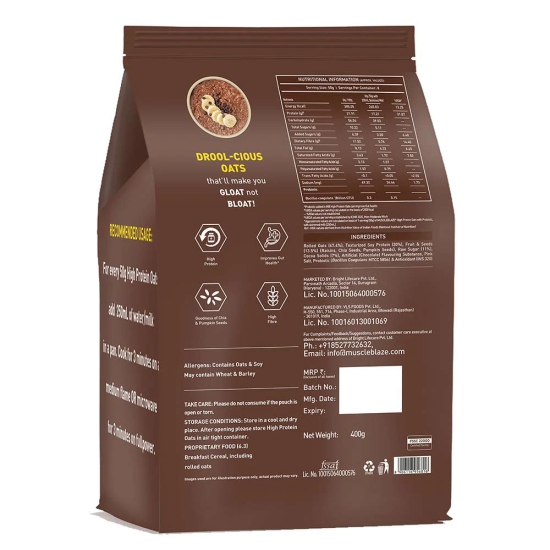 MuscleBlaze High Protein Oats,  400 g  Dark Chocolate