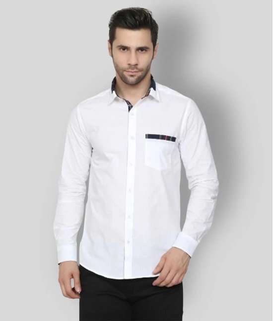 Springberry - White Cotton Slim Fit Mens Casual Shirt ( Pack of 1 ) - None