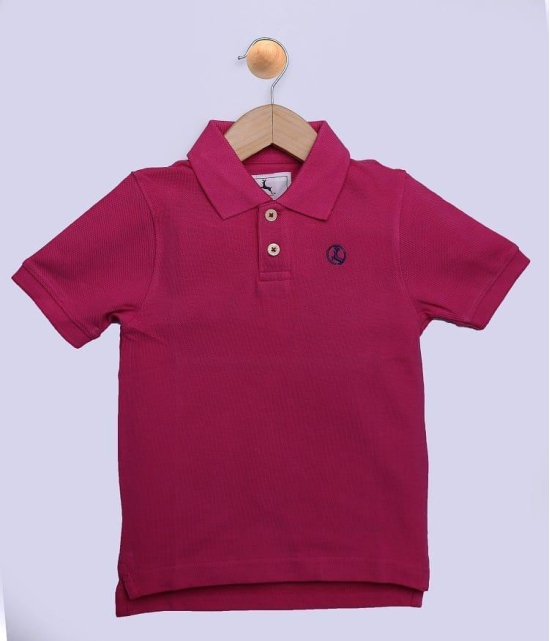 Boys Pink Solid Polo T-Shirt