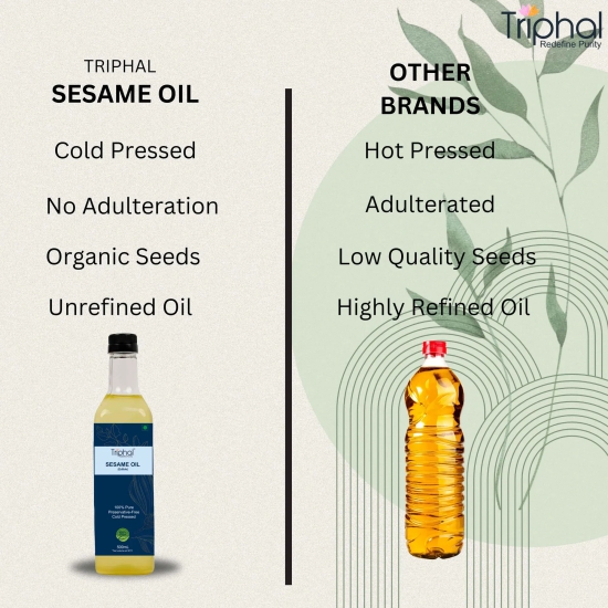 Pure Cold Pressed Sesame Oil | 100% Natural | Edible Til Ka Tel 500mL - Plastic Bottle