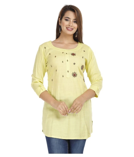 HIGHLIGHT FASHION EXPORT - Yellow Rayon Womens Straight Kurti ( Pack of 1 ) - L