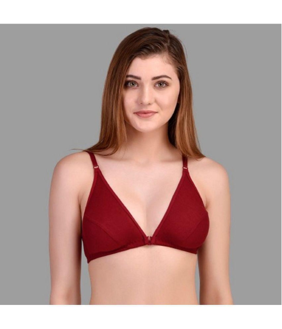 Zourt - Maroon Cotton Non Padded Women's Everyday Bra ( Pack of 3 ) - None