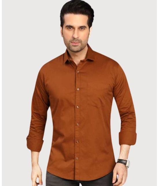 Springberry - 100% Cotton Slim Fit Rust Men's Casual Shirt ( Pack of 1 ) - None