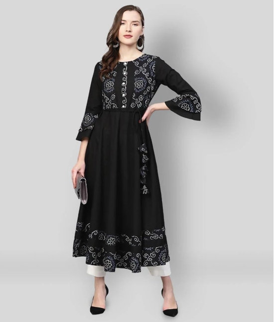 Yash Gallery - Black Cotton Blend Womens Flared Kurti - 3XL