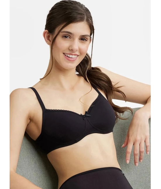 Jockey 1723 Wirefree Padded Super Combed Cotton Elastane Lace Styling T-Shirt Bra - Black - None