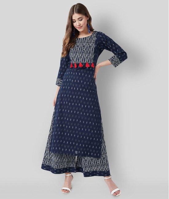 Tissu - Navy Blue Straight Cotton Women''s Stitched Salwar Suit ( Pack of 1 ) - XXL