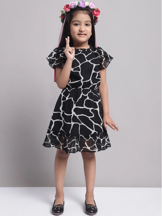 MINI & MING Girls Printed Georgette A-Line Dress