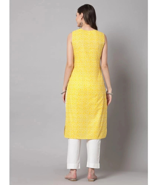 KIPEK Rayon Printed Straight Womens Kurti - Yellow ( Pack of 1 ) - None