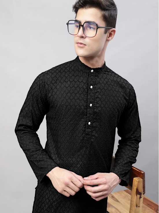 Jompers Men Black Chikan Kurta Only-S / Black