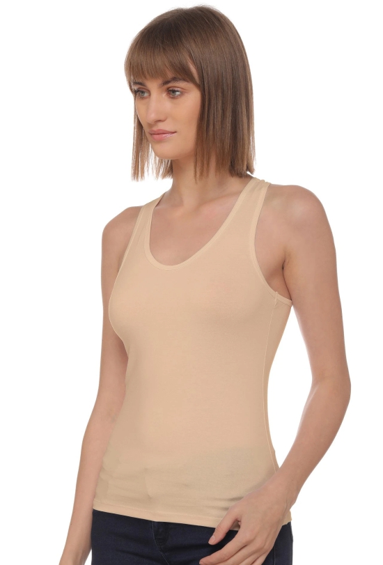 Sona 8008 Beige Racer Back for Gym Workout, Exercise, Yoga Camisole-XXL / Beige / Cotton