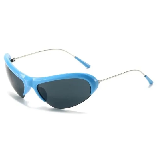 [ Glare x ] Futuristic Semi-rimless Sunglasses-Blue