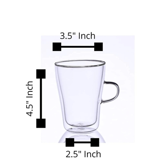 Femora Glass Tea Cup - Set of 2, Transparent, 350ml