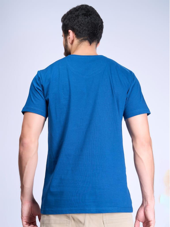 Mens 100% Cotton Petrol Blue Half Sleeves Expert Tee - ET3