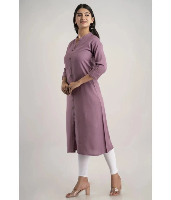 MAUKA - Purple Rayon Womens Front Slit Kurti ( Pack of 1 ) - None