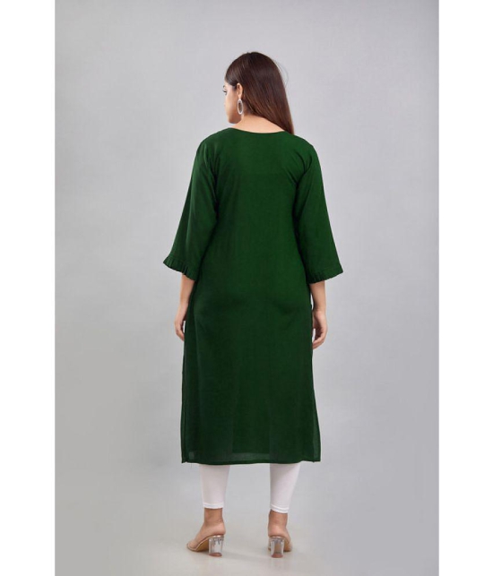 Kapadia Rayon Embroidered A-line Womens Kurti - Green ( Pack of 1 ) - None