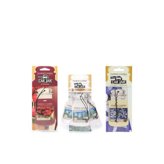 Yankee Candle Car Jar Air Freshener- Pk of 3- Fluffy Towels, Black Cherry, and Midnight Jasmine