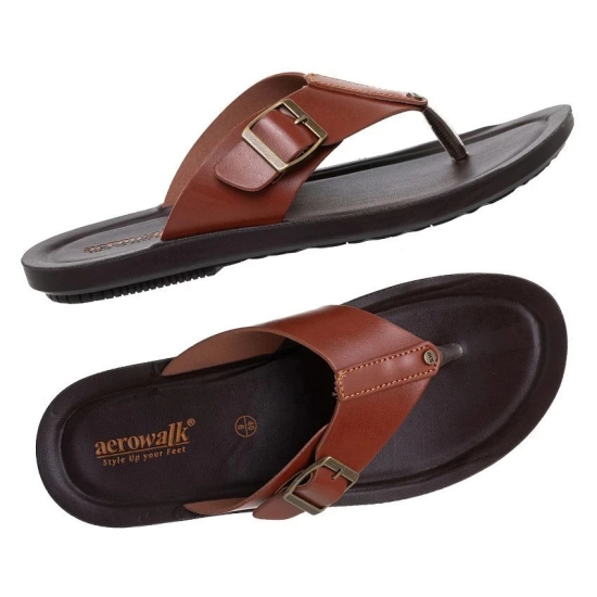 Aerowalk Tan Mens Leather Slipper - None