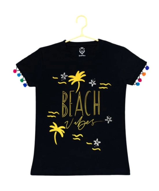 Girls Casual Short Sleeve Printed Cotton T Shirt (Black) PID49318