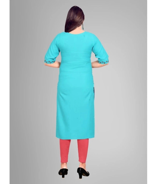 Kapadia - Turquoise Rayon Womens Straight Kurti ( Pack of 1 ) - None