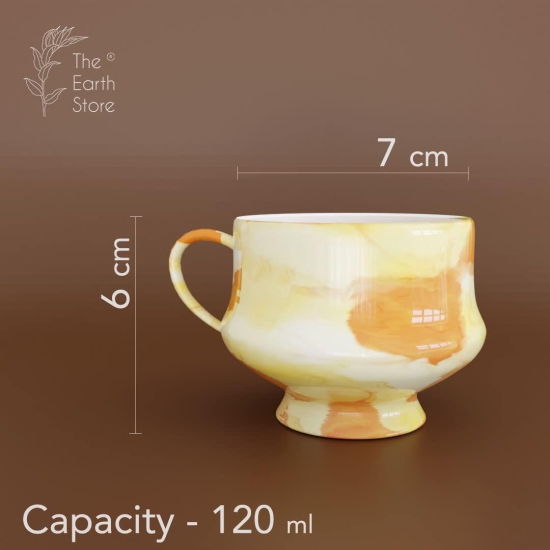 The Earth Store Handcrafted Ceramic Flicker Zest Microwave Safe Chai/Tea Cups Serving Tea Cups Set of 6 Ideal for Friends, Anniversary, Birthday