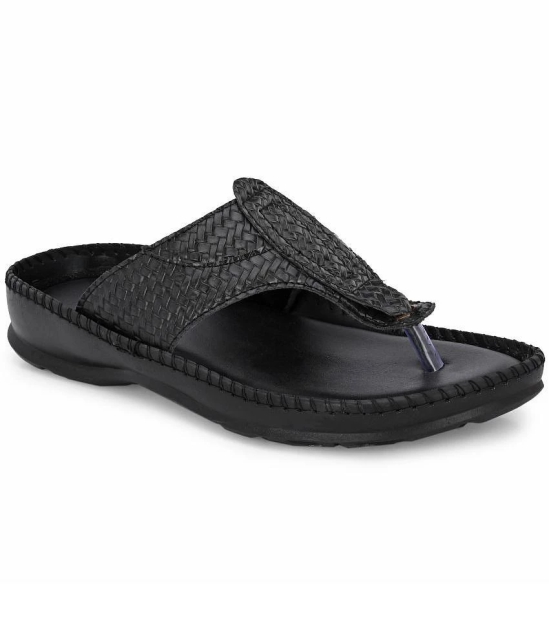 Leeport Black Men's Thong Flip Flop - None