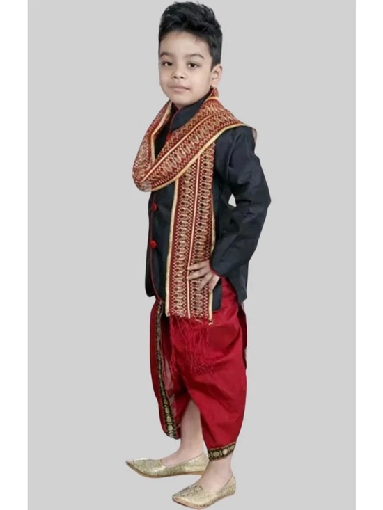 Coxxup Black Silk Boys Dhoti Kurta Set - Pack of 1 - None