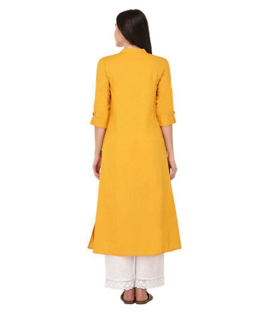 Pistaa Yellow Cotton A-line Kurti - 3XL