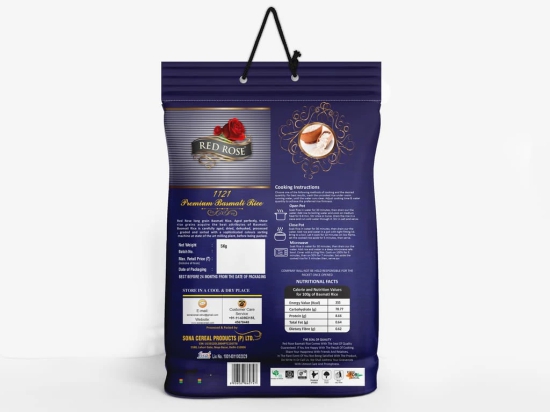 Red Rose Premium Basmati Rice, Aged Long Grains, Aromatic, 5 KG