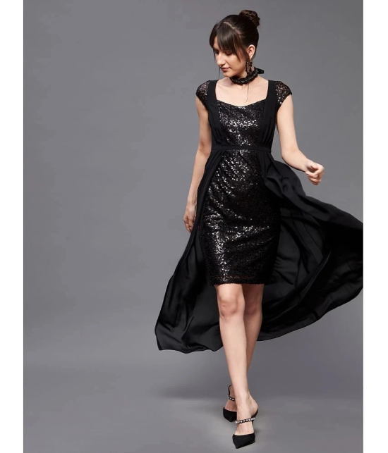 Miss Chase Polyester Embellished Full Length Womens Fit & Flare Dress - Black ( Pack of 1 ) - None