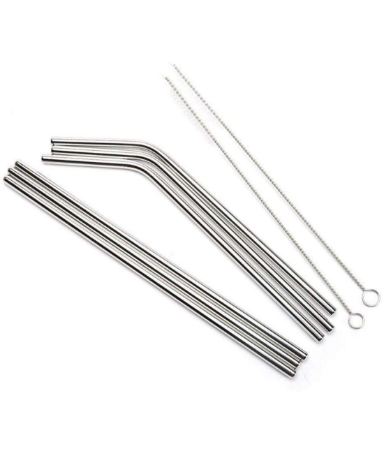 Rangwell Stainless Steel Silver Straws - Silver