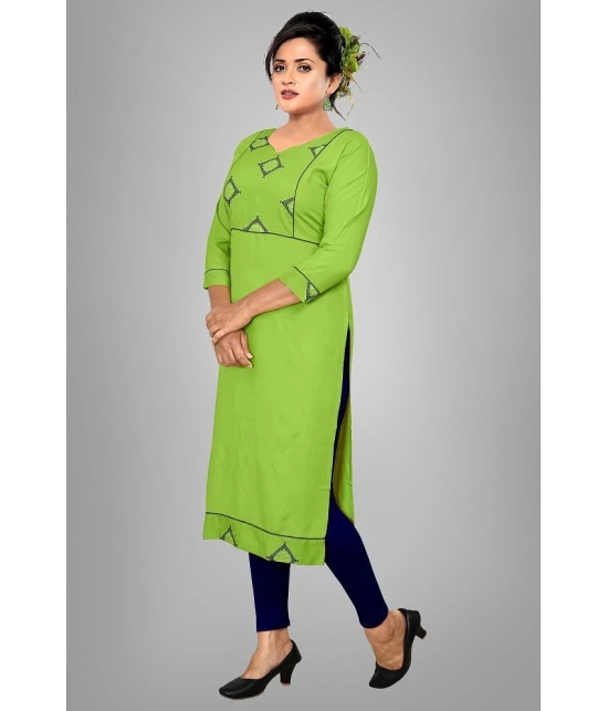 HAYA - Lime Green Rayon Womens Straight Kurti ( Pack of 1 ) - None