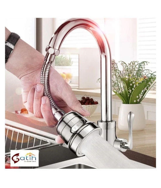 Gatih 360 Degree Rotating Water-Saving Sprinkler, Faucet Aerator, Adjustable Head Nozzle Splash-Proof Filter Extender Sprayer for Kitchen, Bathroom (Three Mode Long, Faucet Head with Nozzle 