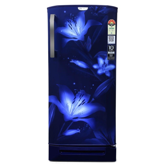 Godrej 180 L 5 Star Turbo Cooling Technology, 24 Days Farm Freshness Inverter Direct Cool Single Door Refrigerator With Base Drawer (RD EDGENEO 207E TDI BH BL, Blush Blue)