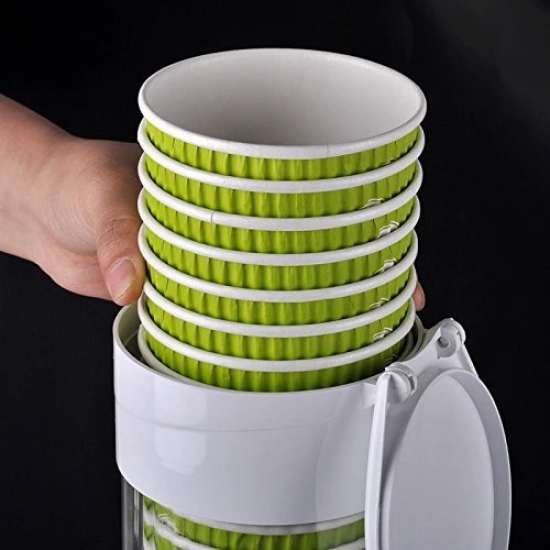 KATHIYAWADI  Paper Cup Dispenser Holder - Sticker or Screw Plate Mountable, Plastic