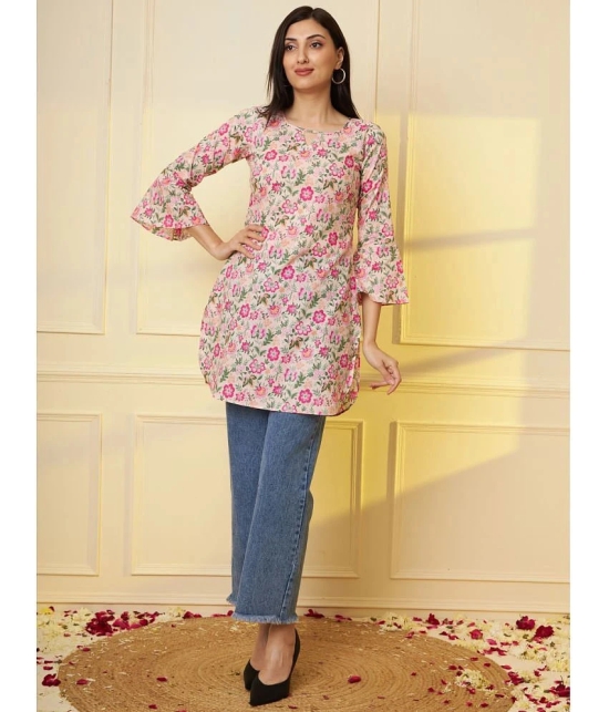 Tissu Cotton Printed Straight Womens Kurti - Pink ( Pack of 1 ) - None