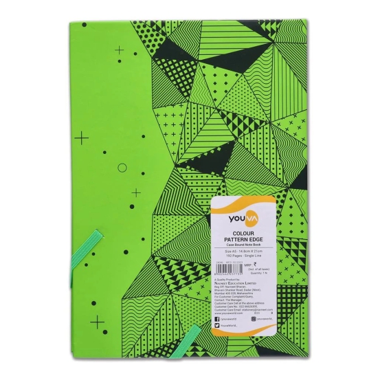 Navneet Youva | Case Bound Colour Pattern Edge Notebook | Single Line | A5 Size - 14.8 x 21 CM | 192 Pages | Assorted Design